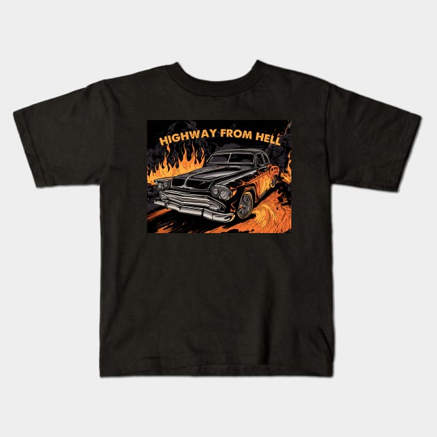 straight from hell car Kids T-Shirt by Kingrocker Clothing